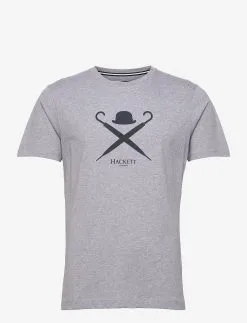 Hackett London LARGE LOGO TEE - LIGHT GREY MARL