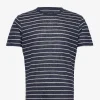 Hackett London LINEN KNIT STRPE TEE - NIGHT NAVY -Hackett London Butik hachm500732 cnightnavy