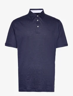 Hackett London LINEN JERSEY POLO - NIGHT NAVY