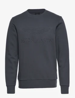 Hackett London AMR EMBOSSED CREW - ASPHALT GREY