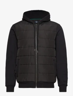 Hackett London QUILT FRONT HOODY - BLACK