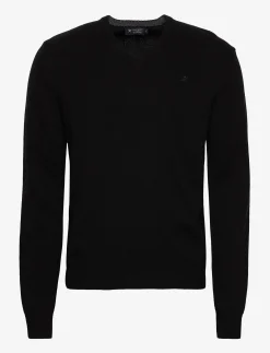 Hackett London LAMBSWOOL V NECK - BLACK