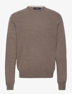 Hackett London MERINO CASH MIX CREW - DESERT TAUPE