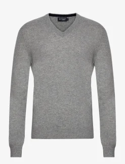 Hackett London MERINO CASH MIX V NCK - GREY MARL