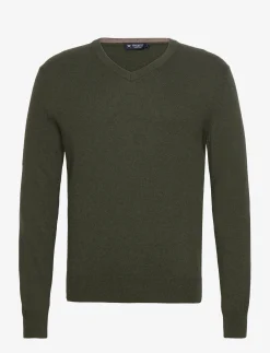 Hackett London MERINO CASH MIX V NCK - IVY