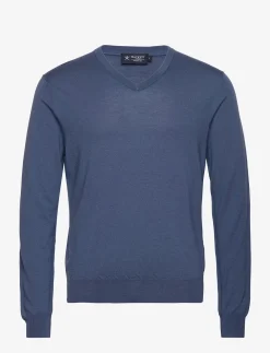 Hackett London GMD MERINO SILK V NCK - HORIZON BLUE