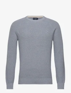 Hackett London MOULINE CREW - CHAMBRAY/ECRU